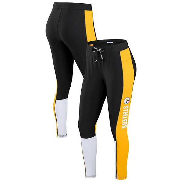 

Женские леггинсы Pittsburgh Steelers черно-желтые с цветными блоками Wear By Erin Andrews