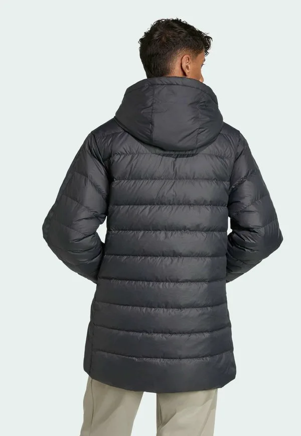Пуховое пальто essentials climawarm с тремя полосками и капюшоном Adidas Sportswear, Black — фото 2