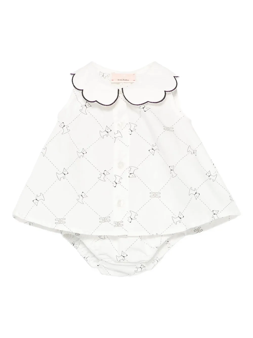 

Платье с фестонами и принтом Elisabetta Franchi Kids, белый