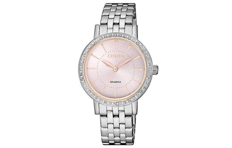 

CITIZEN Кварцевые часы на стальном браслете для женщин с розовым циферблатом