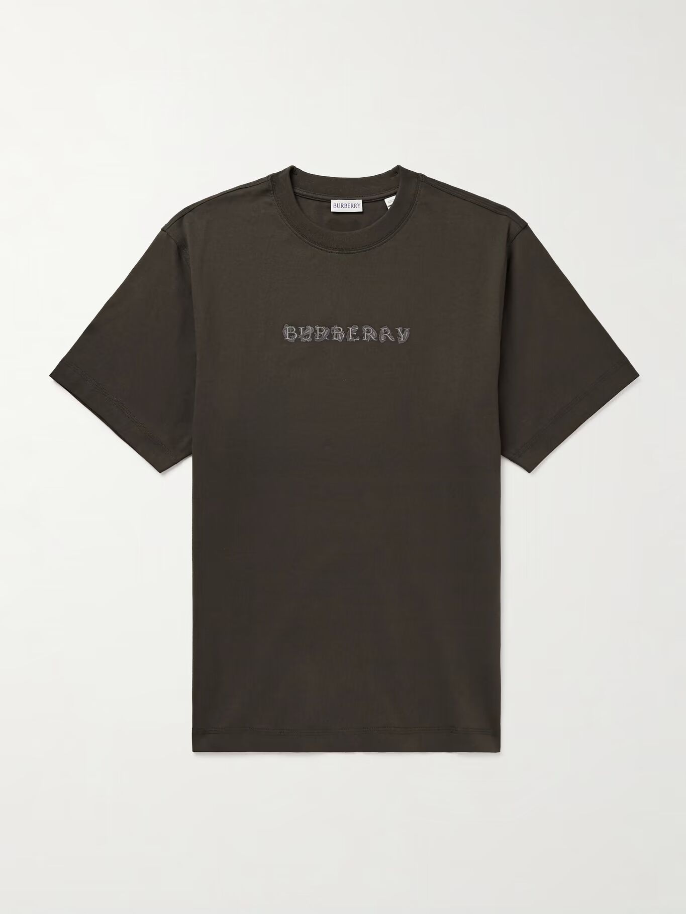

Футболка из хлопкового джерси с логотипом BURBERRY, темно-коричневый
