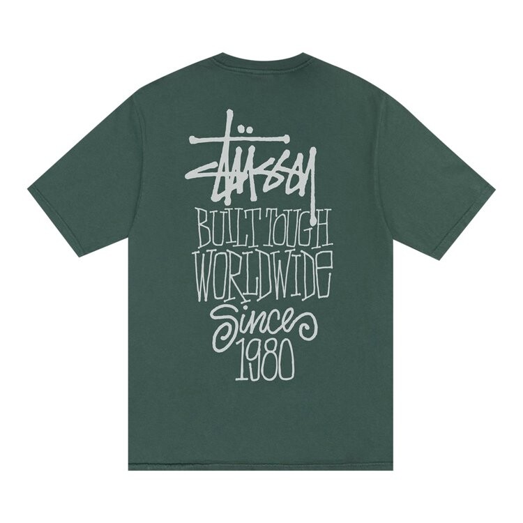 Футболка Stussy Pigment Dyed Built Tough 'Forest', зеленый — фото 2