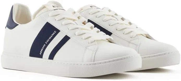 Мужские кроссовки Armani Exchange Paris Double Line, Off White Navy — фото 2