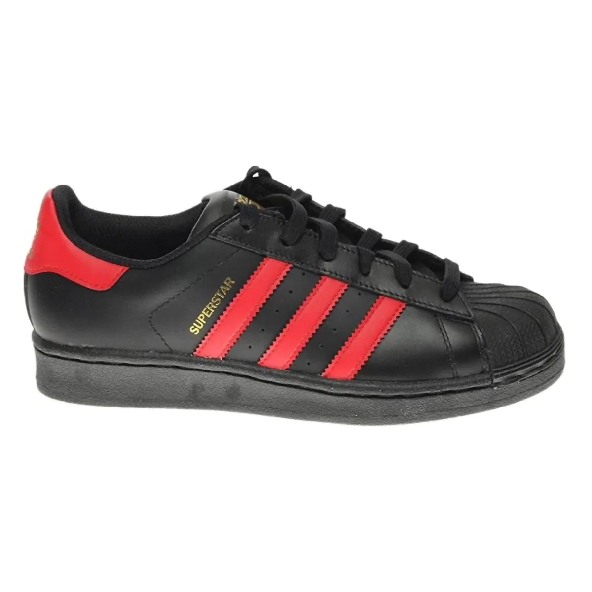 Кроссовки Superstar J Abrasion Resistant Low top Kids' Skateboarding Shoes Black Red Kids' Adidas Originals — фото 3