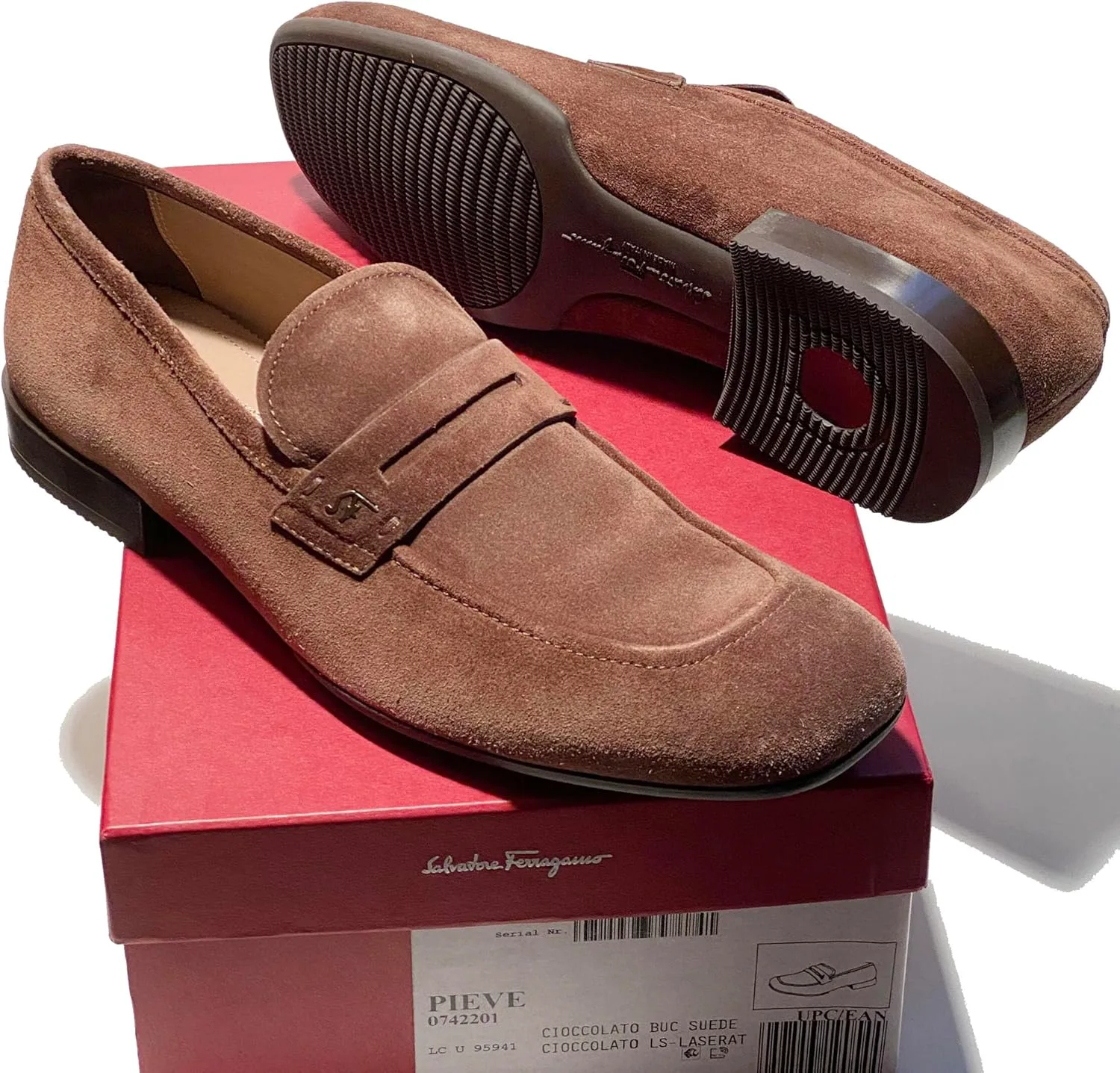 Мужские повседневные мокасины Ferragamo Pieve Penny из коричневой замшевой кожи (Salvatore) — фото 4