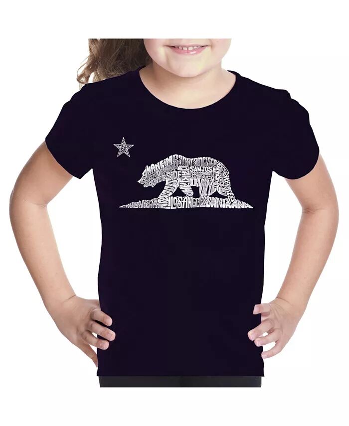 

Футболка для девочек Word Art - California Bear LA Pop Art, черный