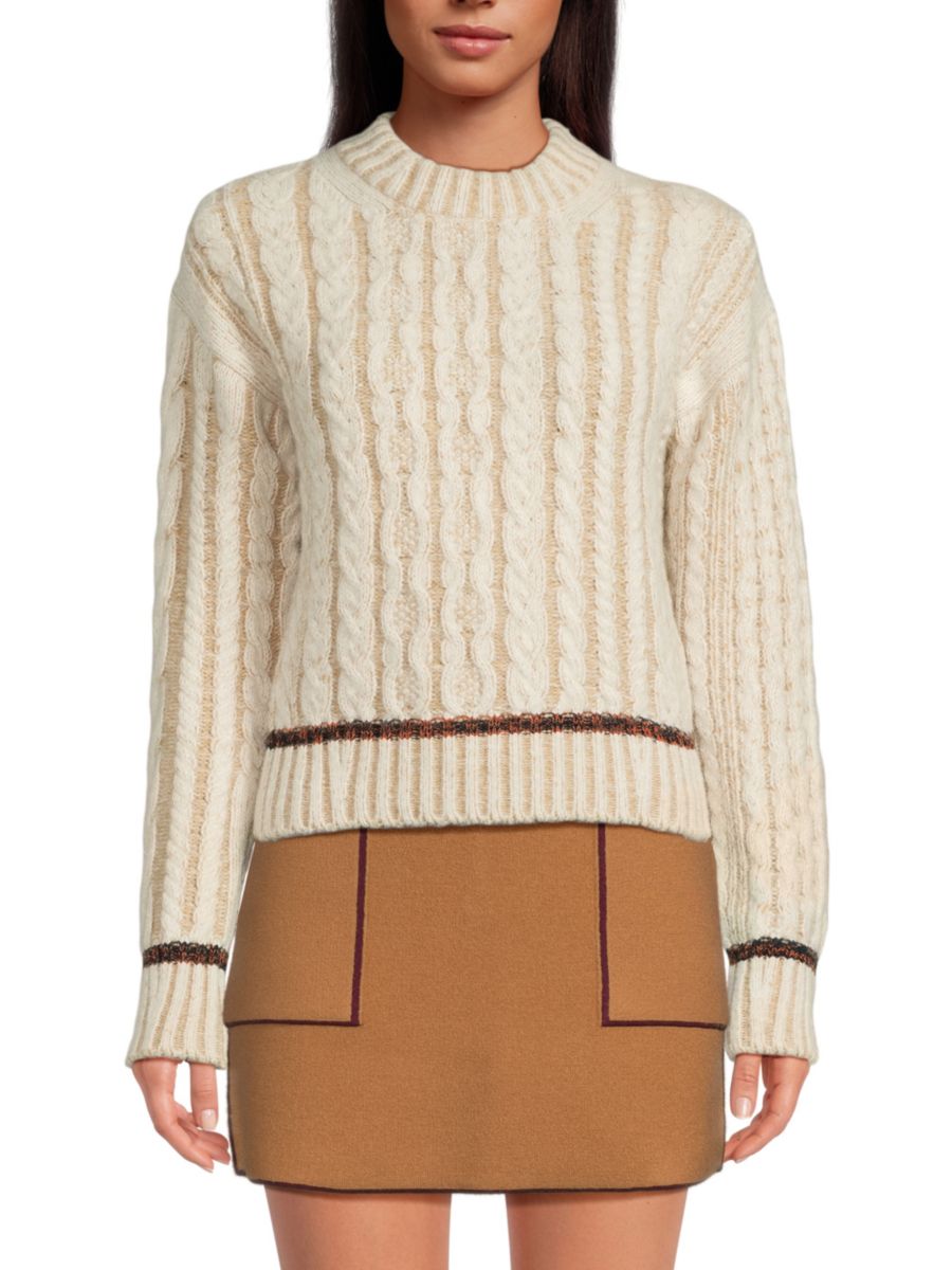 

Свитер из смеси альпаки и шерсти с косовой вязкой Sonia Rykiel, белый