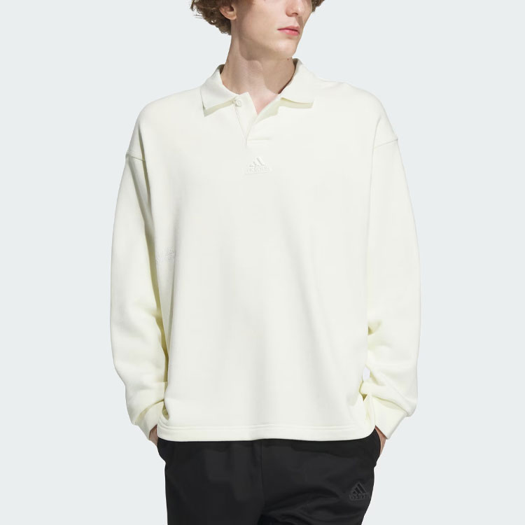 Тяжёлая футболка поло из французского футера Unisex Ecru Adidas — фото 3