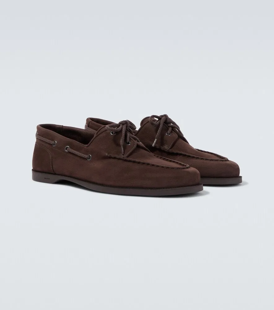 Лоферы из замши с фольгированным покрытием John Lobb, коричневый