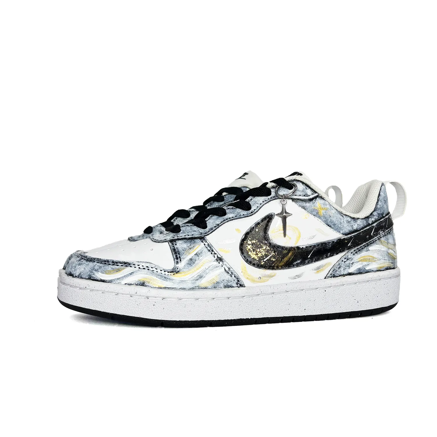 Nike Обувь Court Borough Silver Moon Galaxy в стиле преппи с граффити, из премиальной искусственной кожи — фото 4