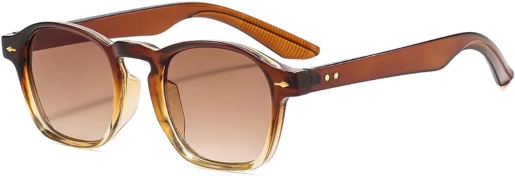 

Солнцезащитные очки для мужчин и женщин - защита UV400 - прозрачные линзы Ocean Lens Rivets Punk для занятий спортом на открытом воздухе и вождения DSVIGF, Tea Tea Gradient