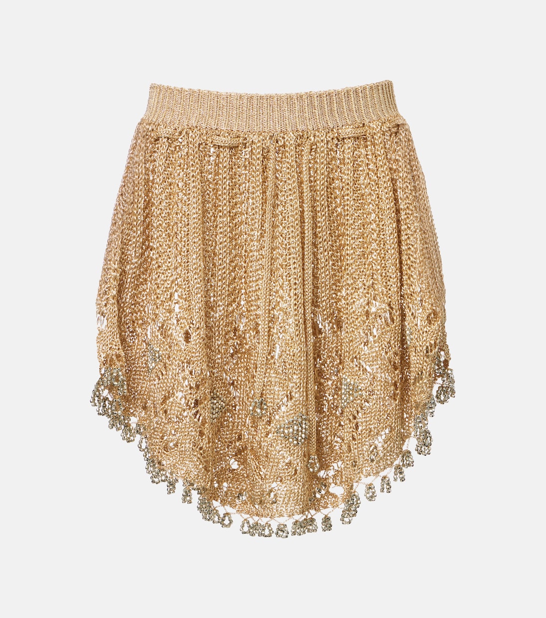 

Мини-юбка из ламе с кружевными украшениями Rabanne, Light Gold