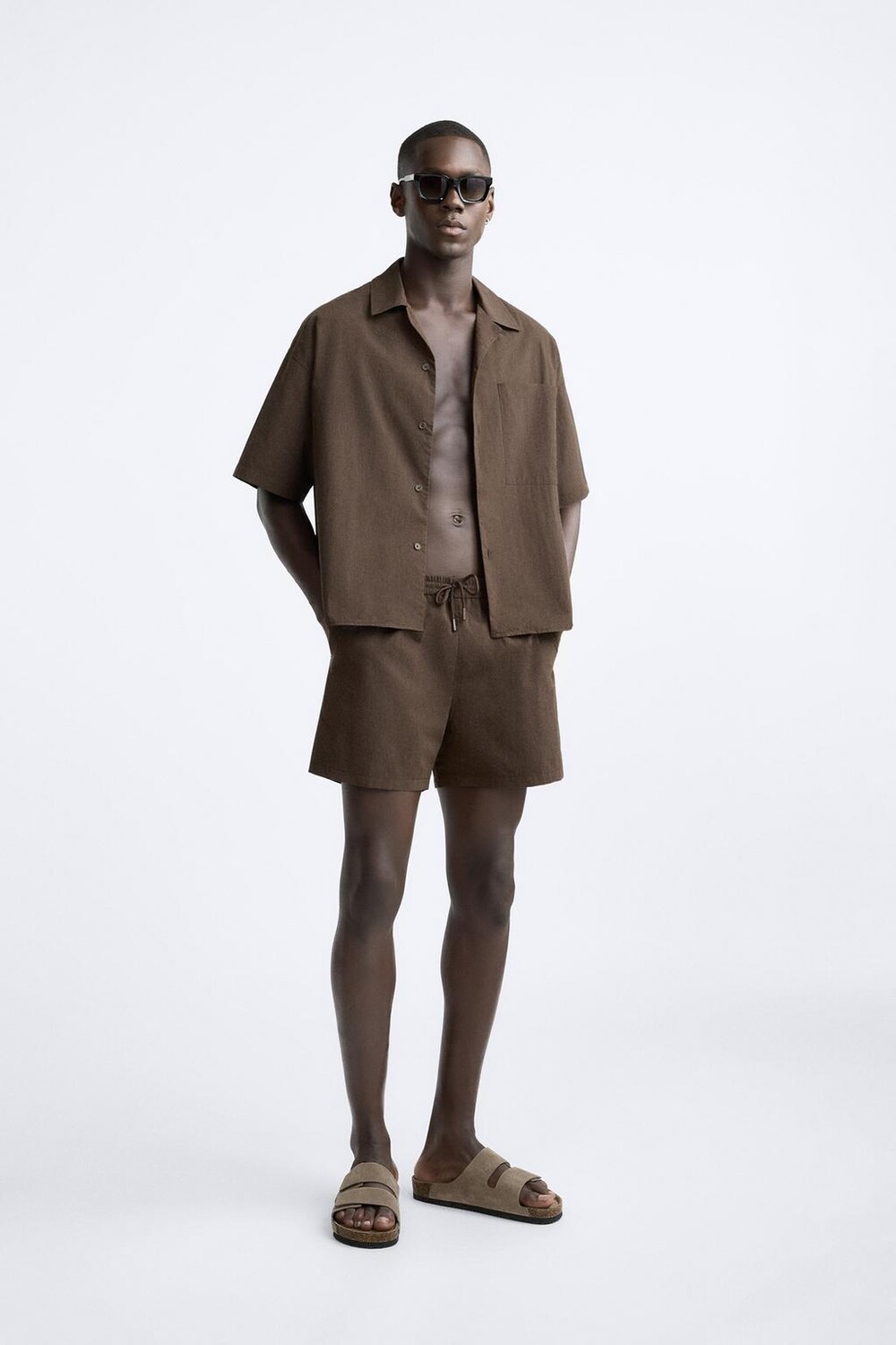

Короткие шорты для плавания ZARA, коричневый
