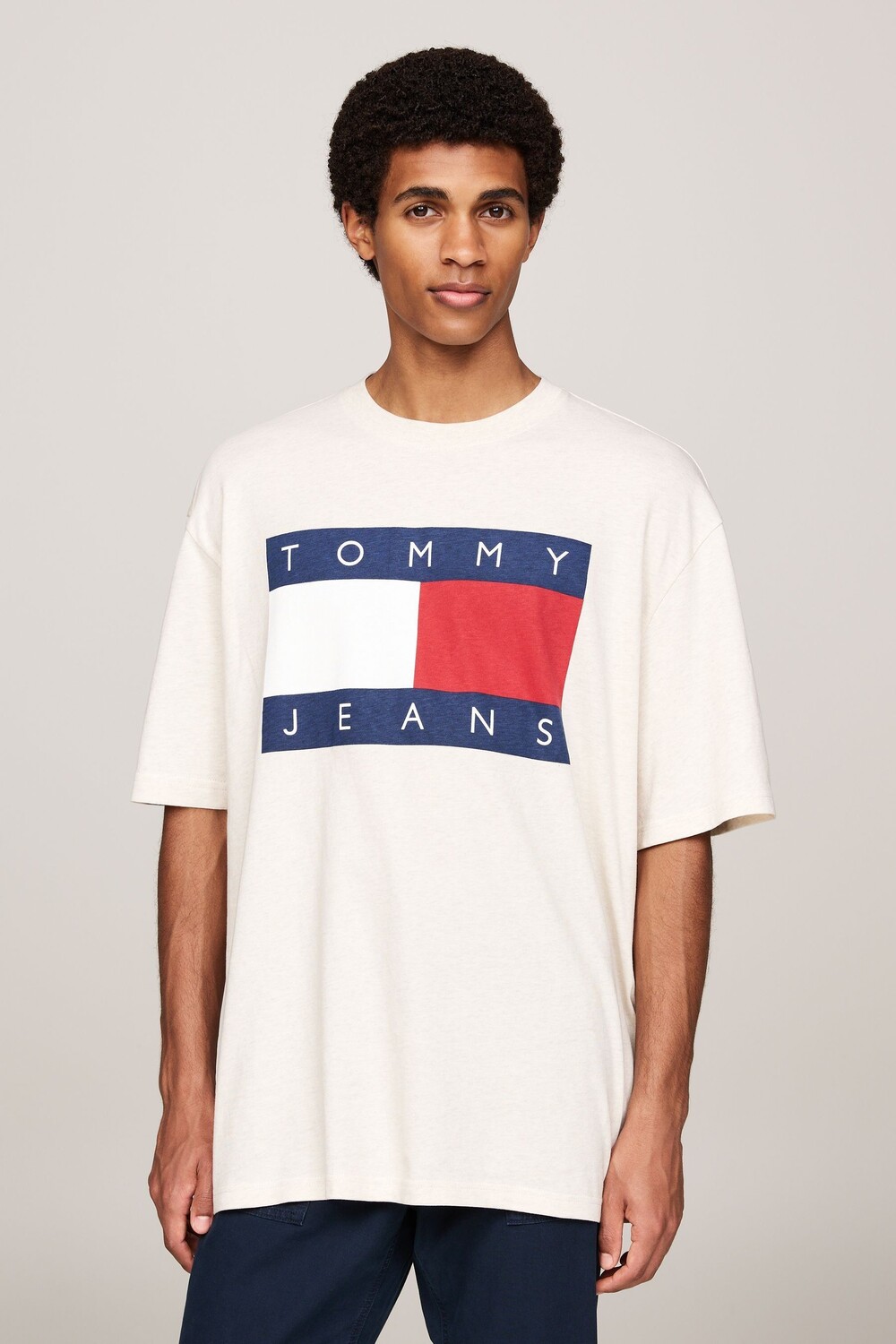 

Большой меланжевый флаг футболка Tommy Jeans, белый