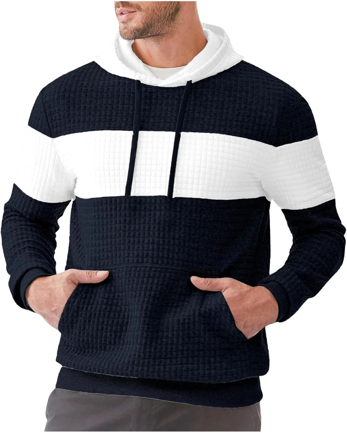 

Мужской худи с капюшоном Color Block, длинный рукав, карман