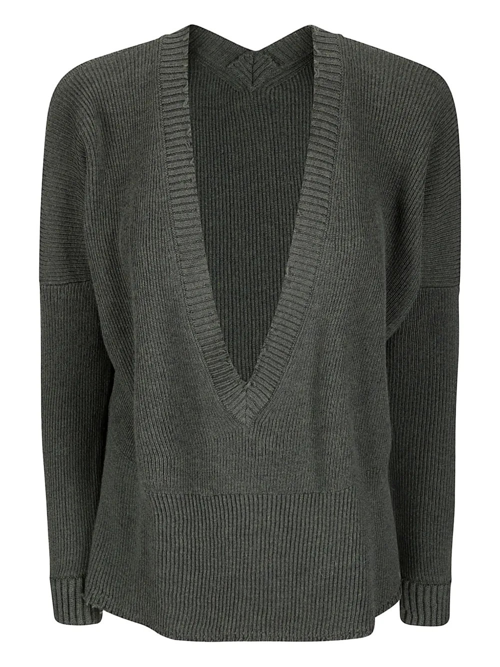 

Ребристый свитер с V-образным вырезом Archivio B, зеленый