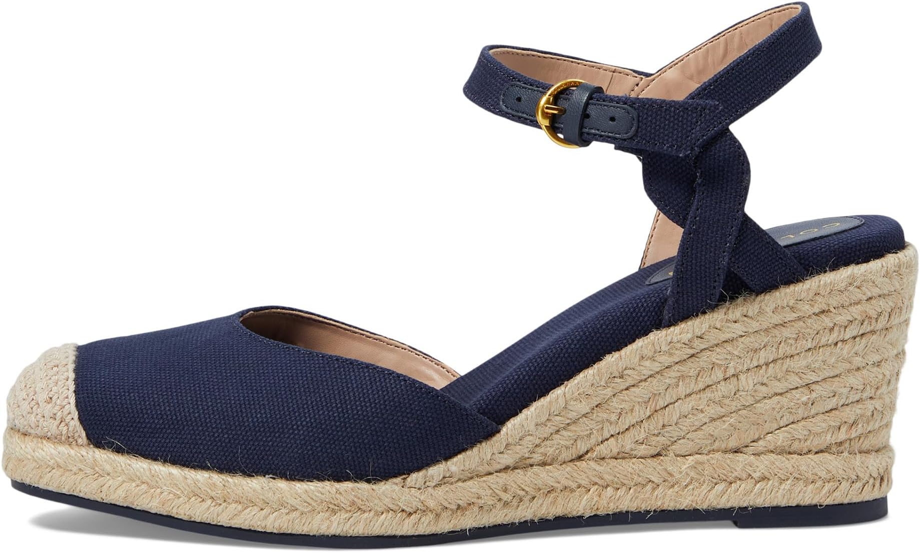 Туфли Cole Haan Cloudfeel Espadrille Wedge 80 mm II, цвет Navy Blazer Linen/Natural Jute — фото 4
