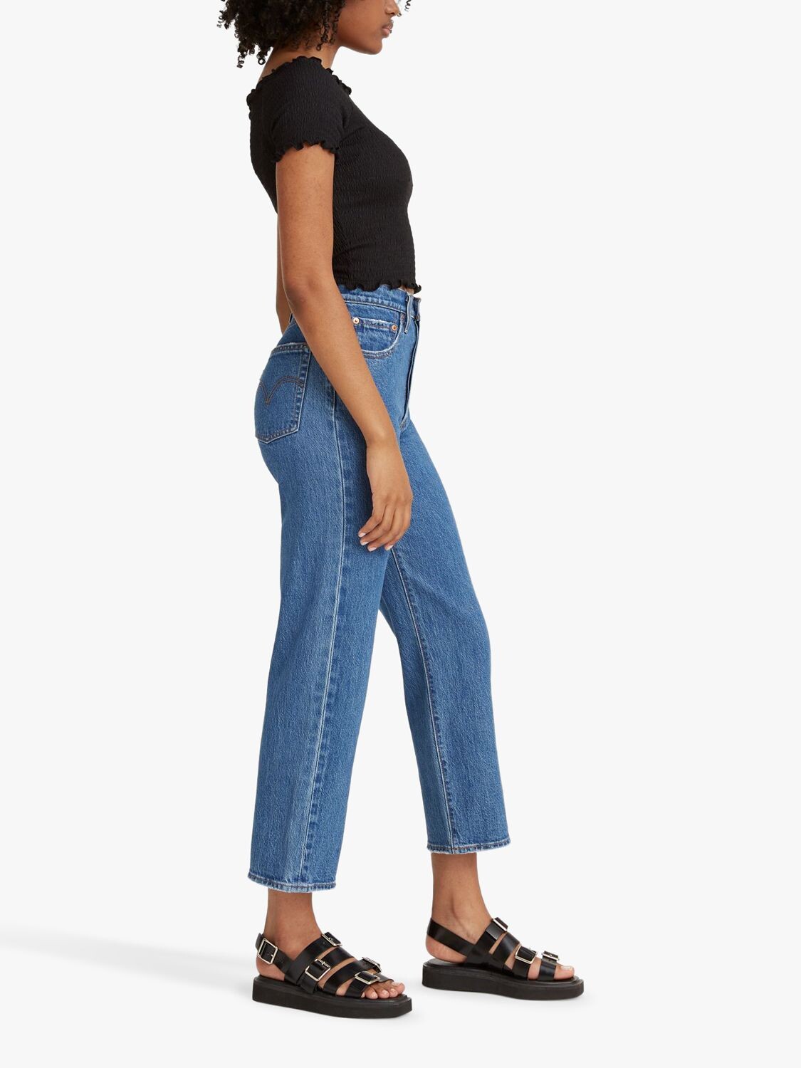 Укороченные джинсы Levi's Ribcage прямого кроя, джаз-поп — фото 4