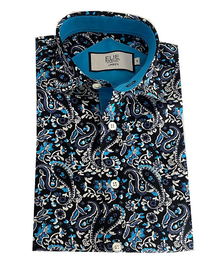

Голубая рубашка в пайетках для мальчиков, модель Slim Fit Elie Balleh, черный