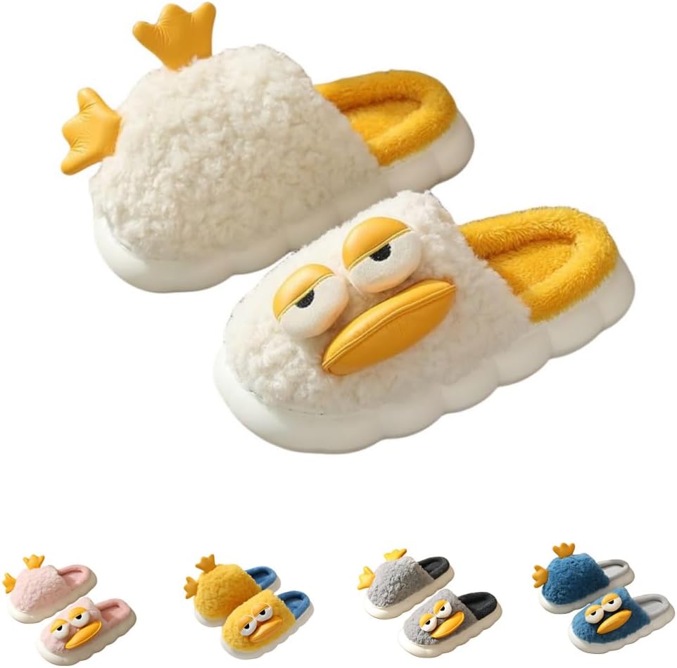 

Мягкие плюшевые тапочки «Милая уточка» для женщин и мужчин, удобные и теплые, пушистые домашние тапочки для улицы и дома, с нескользящей подошвой Generic, белый