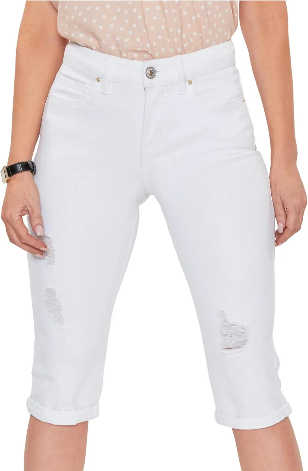 

Royalty For Me Women's Petite 1 Button Double Cuff Capri
