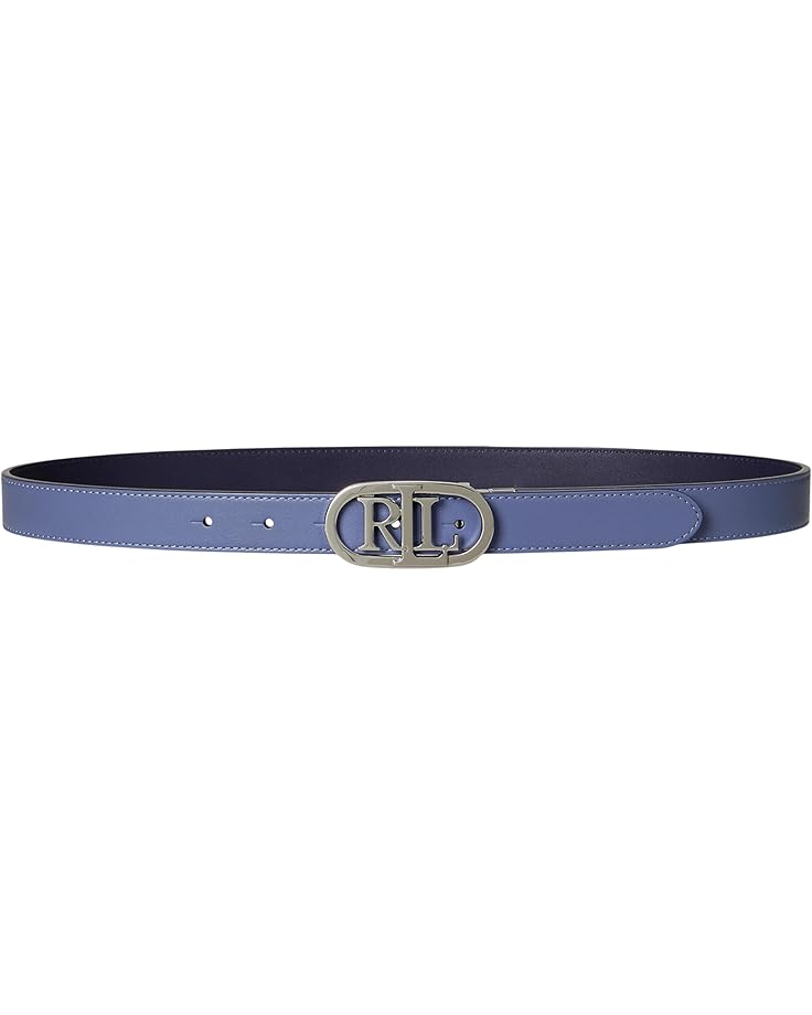 

Ремень Lauren Ralph Lauren Oval-logo Reversible Leather Skinny Belt, цвет Capri Blue/Refined Navy
