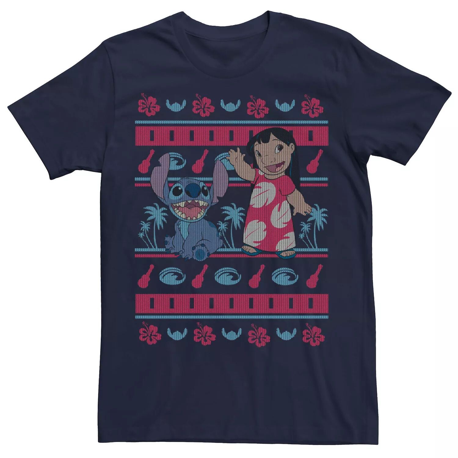 

Мужская футболка в рождественском тропическом стиле Lilo & Stitch Disney