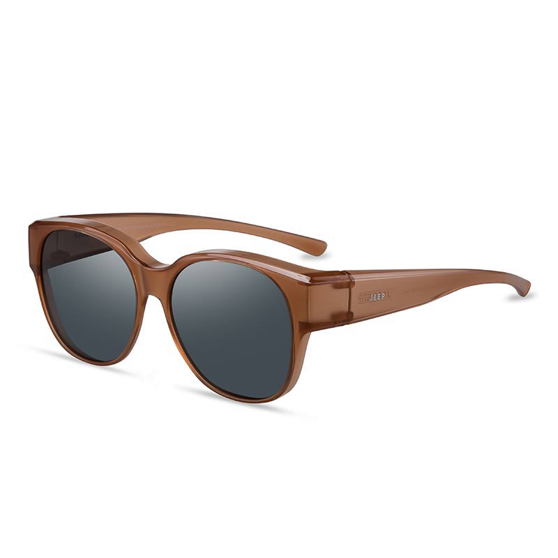 

Jeep Пластиковые круглые солнцезащитные очки унисекс, JSR2053-L 6 Bright Semi-Transparent Khaki Frame/Gray