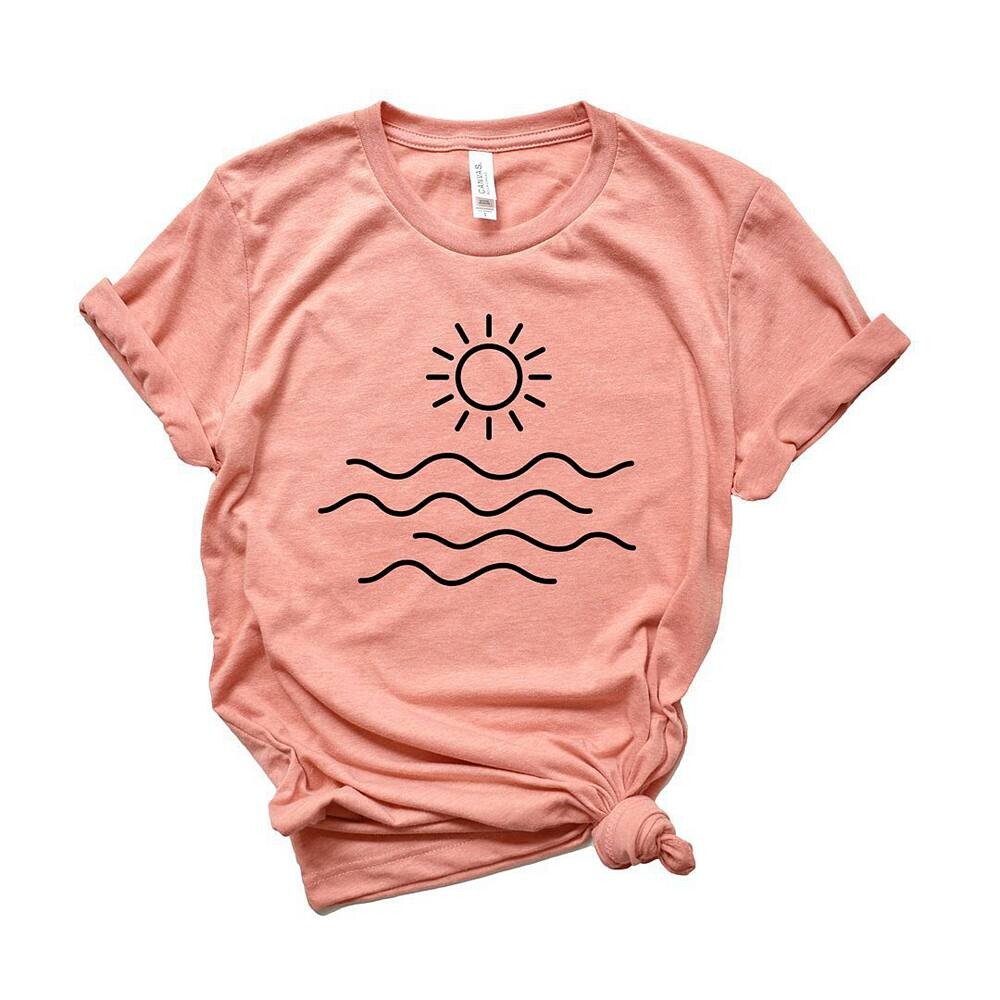 

Футболка с короткими рукавами и рисунком Sun Over Ocean Simply Sage Market, цвет Sunset
