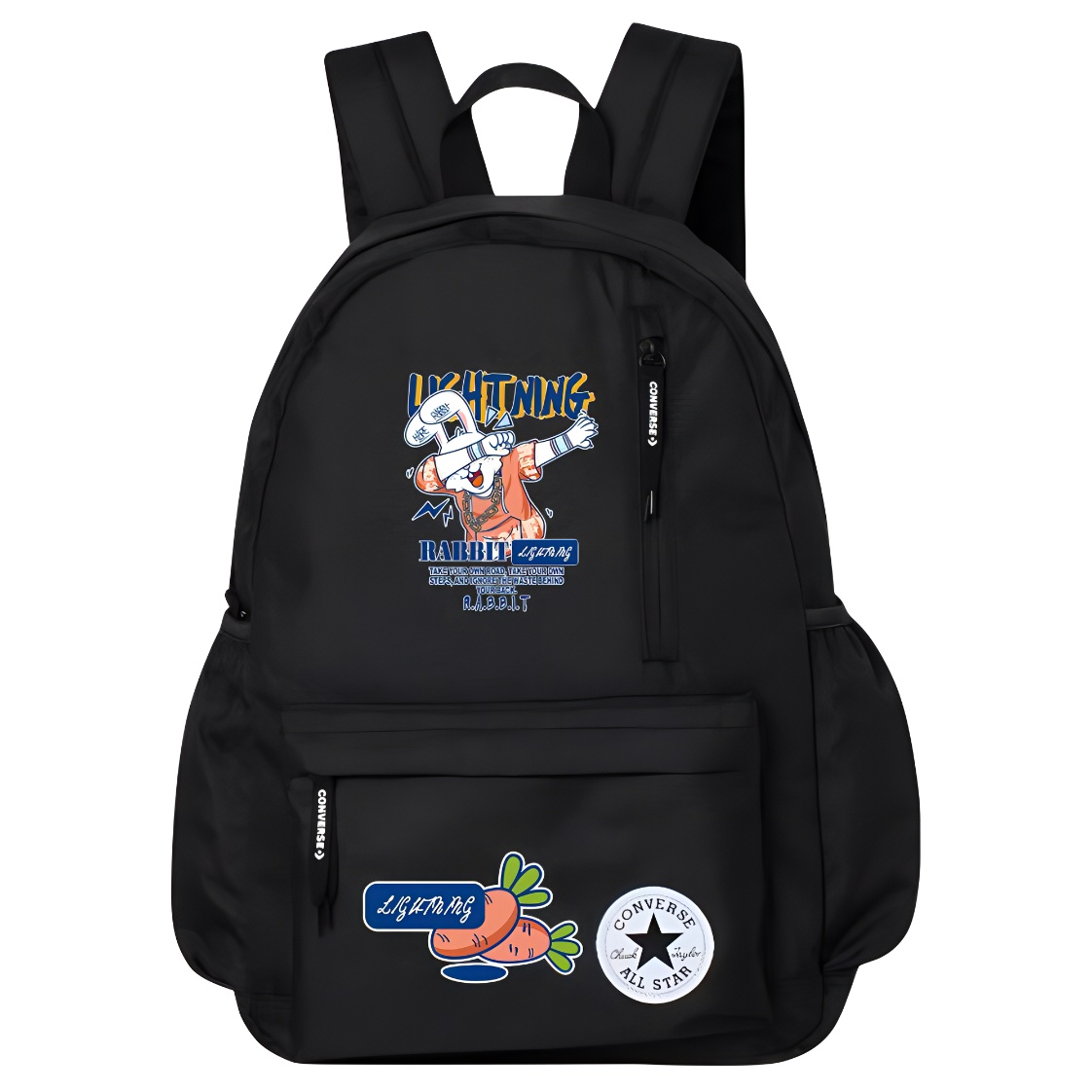 

Converse Полиэстеровый рюкзак обычный унисекс черный, Cartoon Rabbit