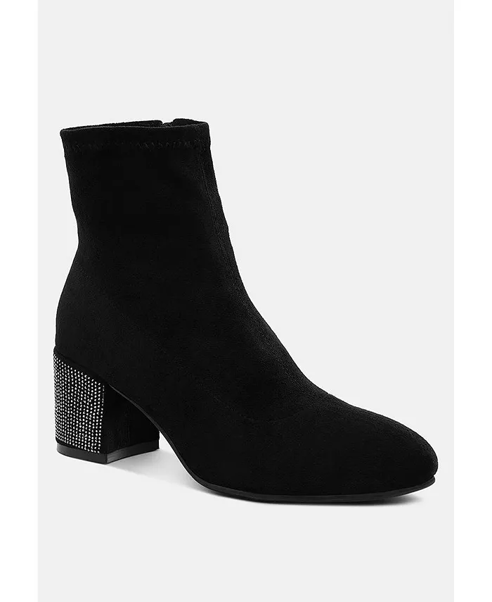Ченовские ботфорты на устойчивом каблуке с декоративными стразами Rag & Co, черный — фото 3