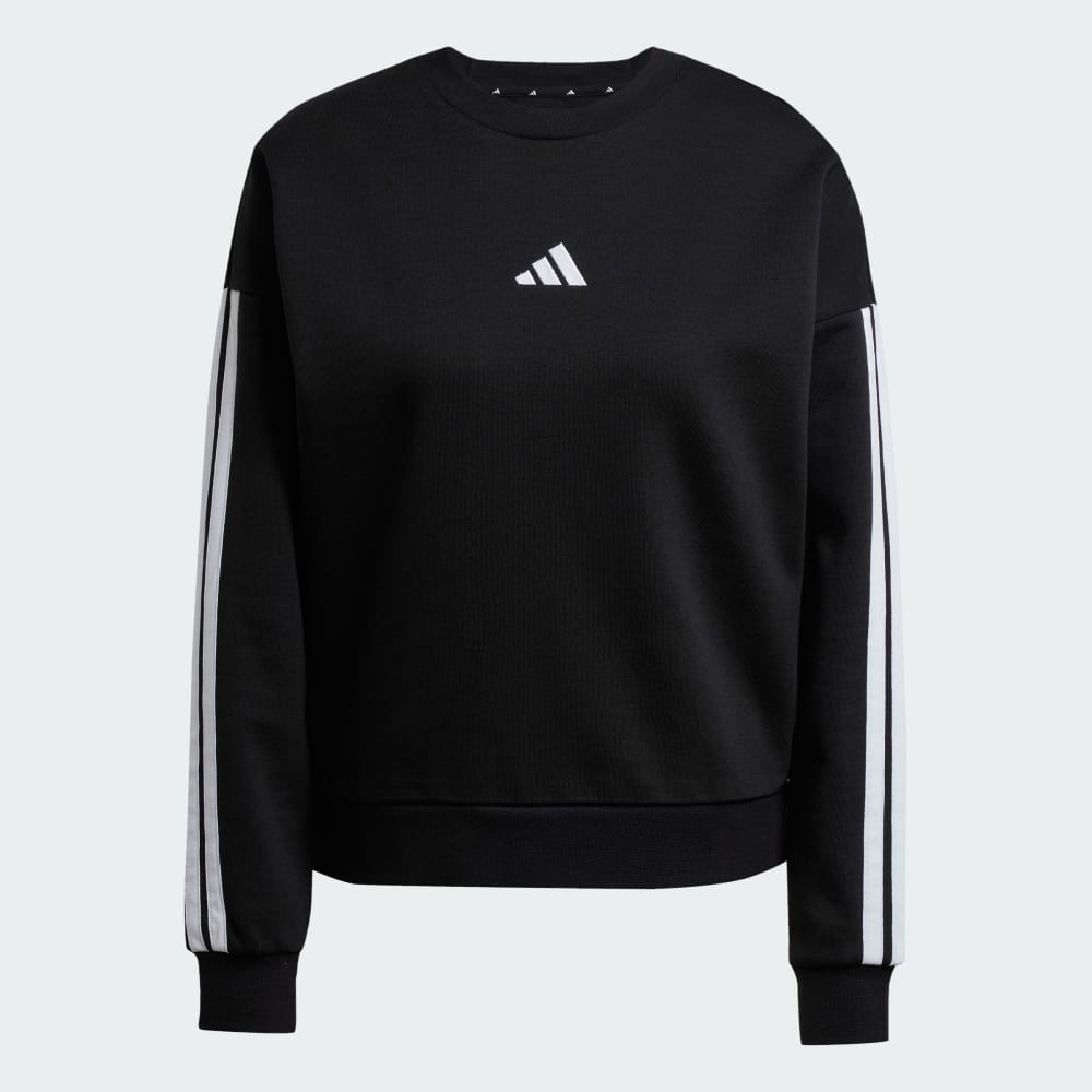 Толстовка Adidas Essentials 3-Stripes Fleece Sweatshirt, черный/белый — фото 4