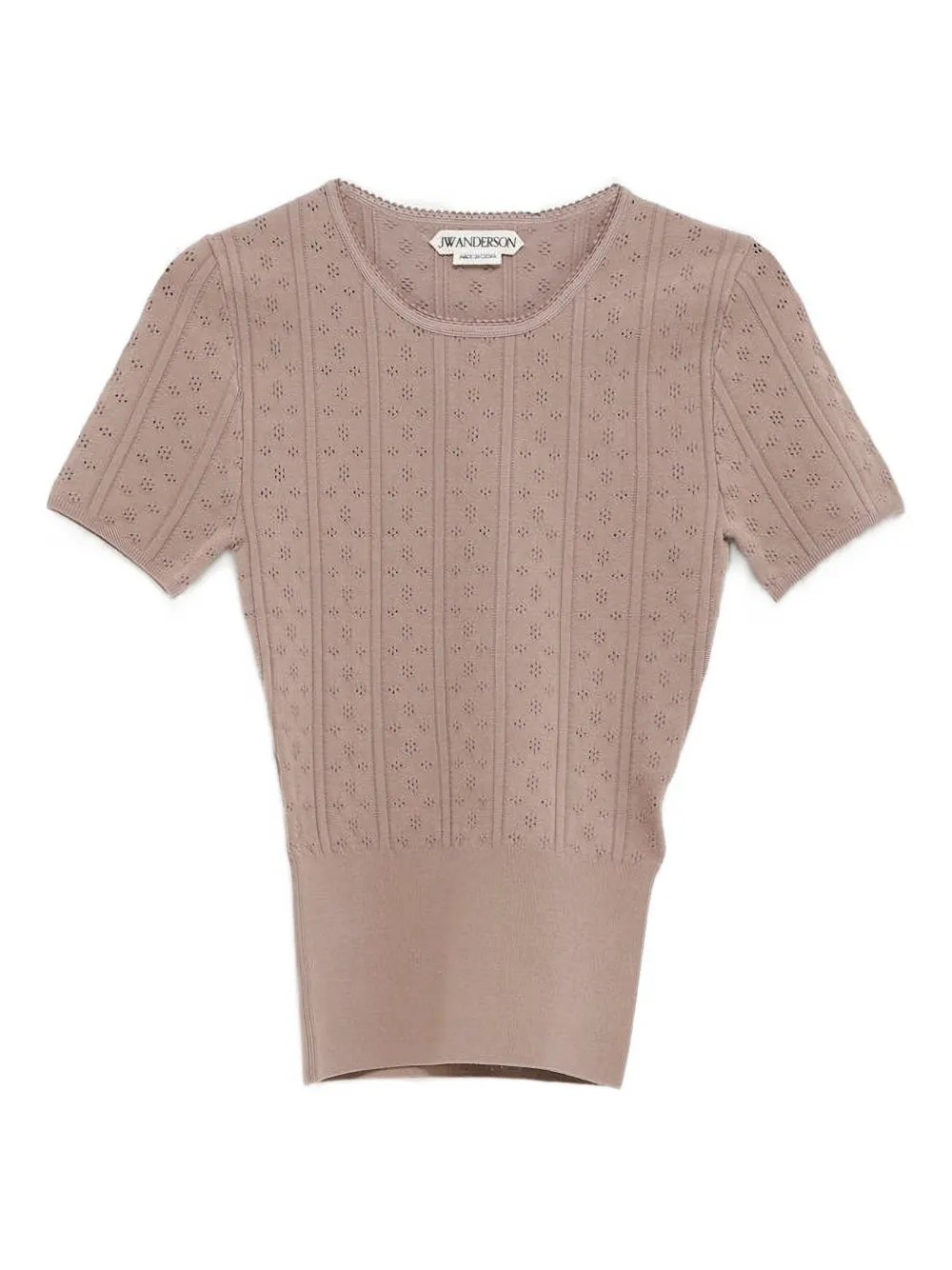 

Футболка с короткими рукавами и ажурной вязкой Jw Anderson, бежевый