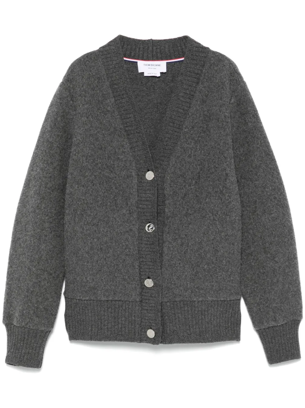 

Флисовый кардиган с V-образным вырезом THOM BROWNE, серый