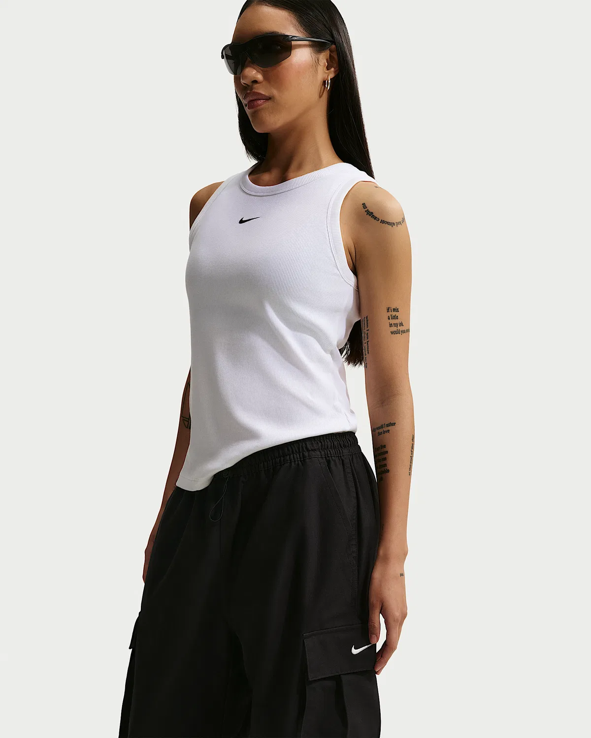 Женский облегающий топ Nike Sportswear с ребристой текстурой, White/Black — фото 3