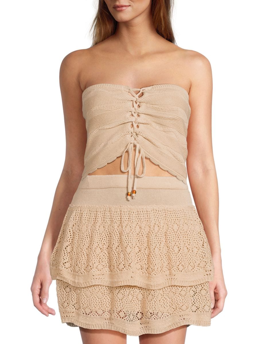 

​Трикотажная майка-труба с рюшами Vintage Havana, цвет Honey Beige