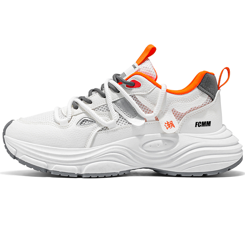 

Низкие, износостойкие, нескользящие, массивные, мужские кроссовки FCMM, White Orange