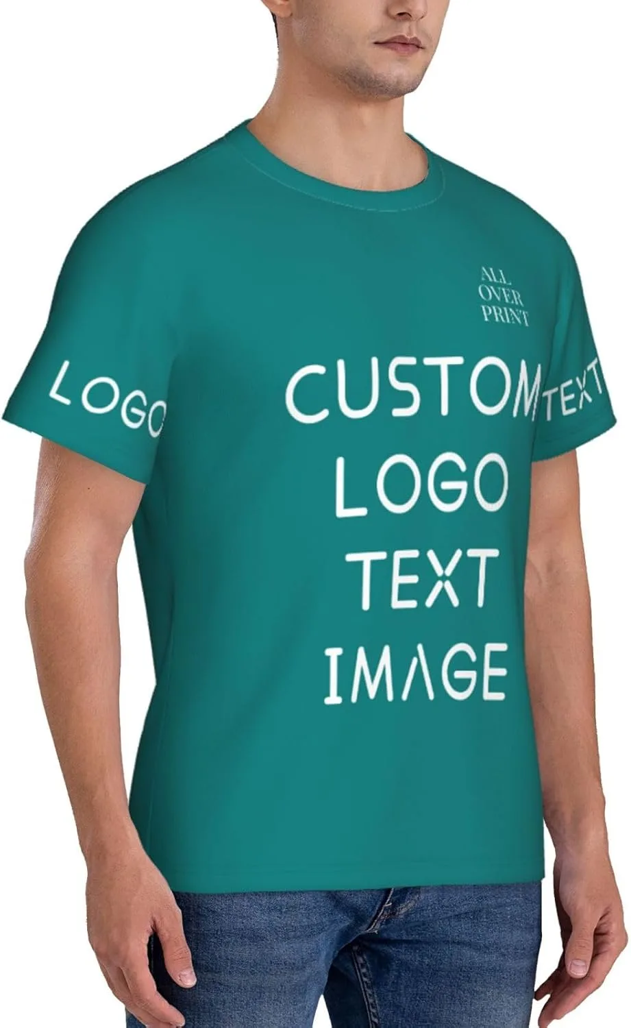 Футболка с полной запечаткой Custom T Shirts с логотипом — фото 4