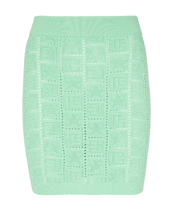 

Вязаная юбка с монограммой ажуре Balmain, зеленый