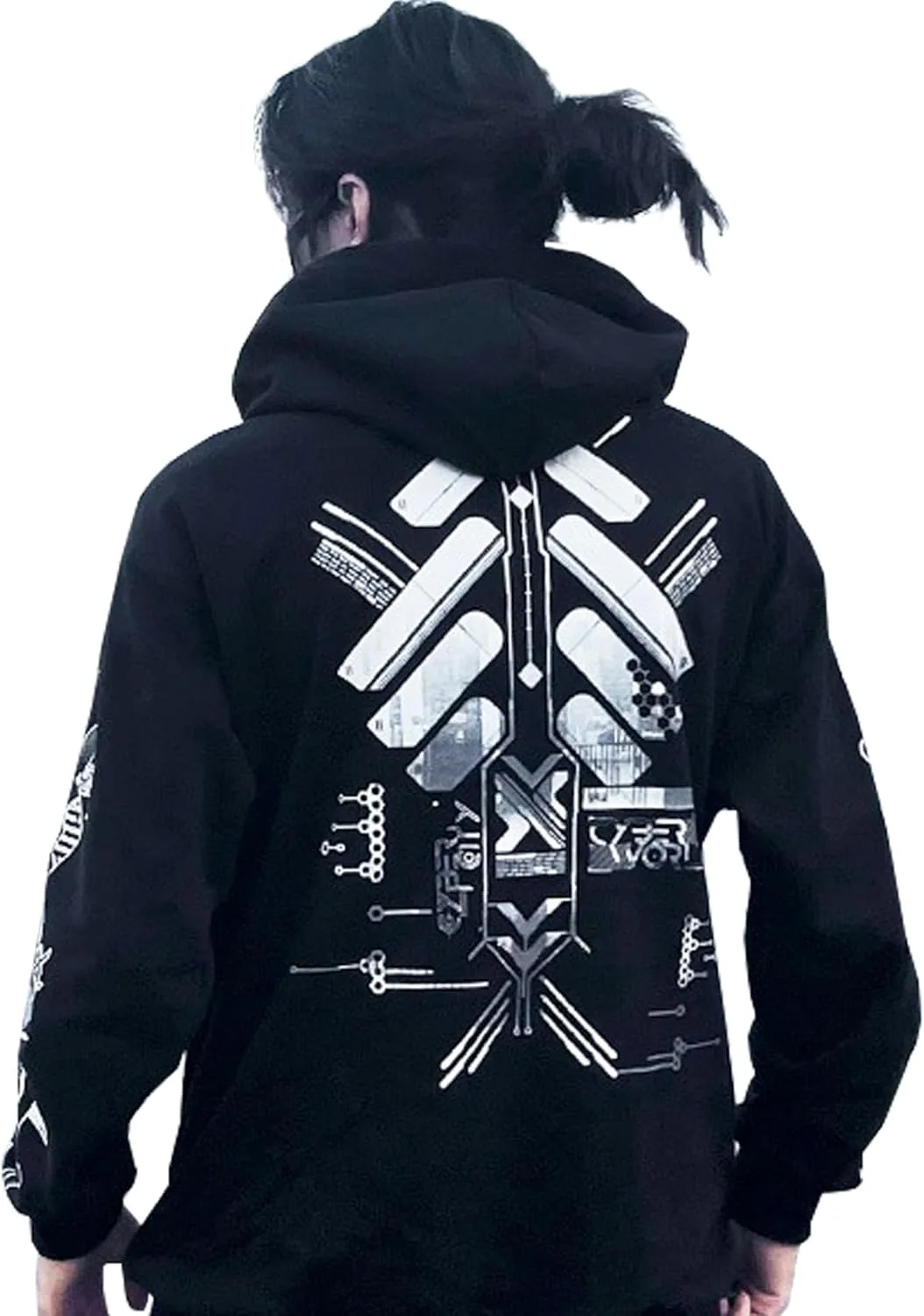 

Черный Techwear худи с крутым принтом в японском стиле HaiZi XiHuan