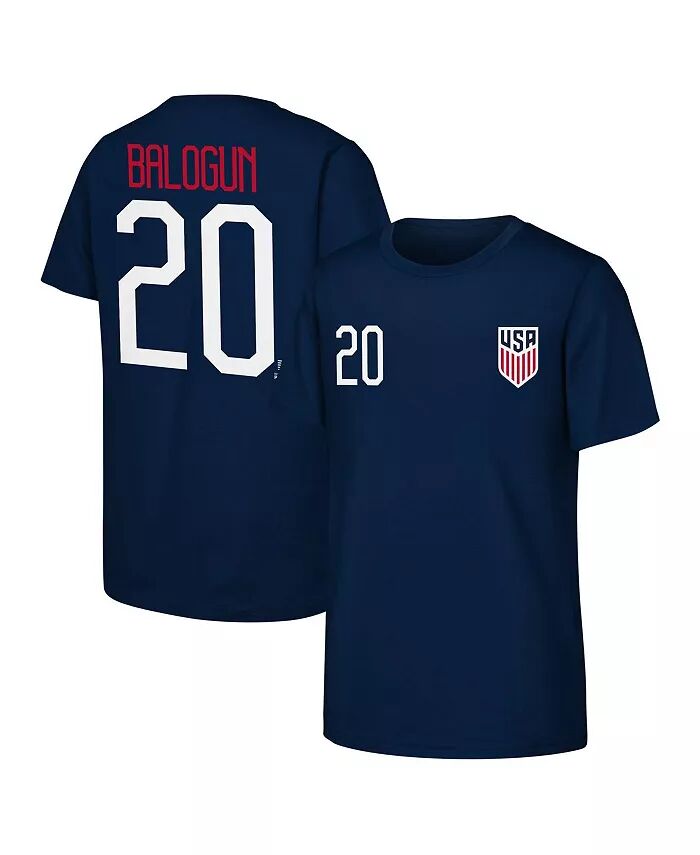 

Футболка с именем и номером для больших мальчиков и девочек Folarin Balogun Navy USMNT Outerstuff