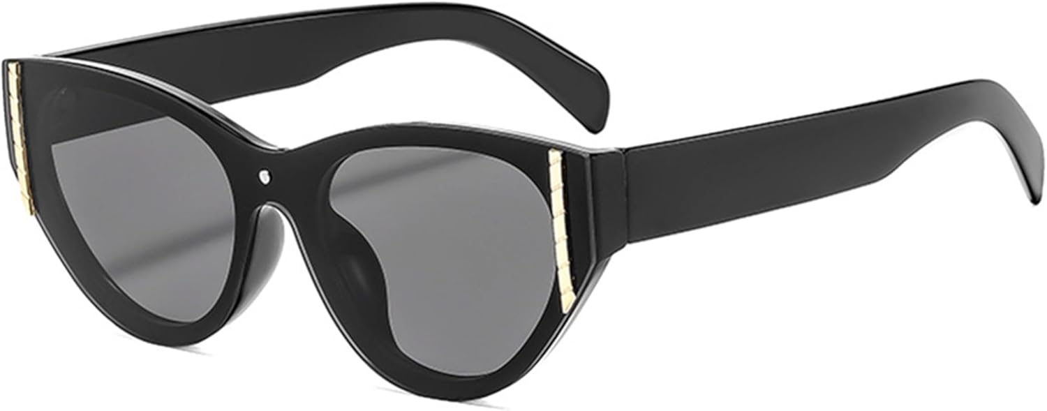 

bullabulling Металлические панк-солнцезащитные очки «кошачий глаз» для женщин и мужчин, дизайнерские цельные солнцезащитные очки, модные женские золотисто-черные очки, C1