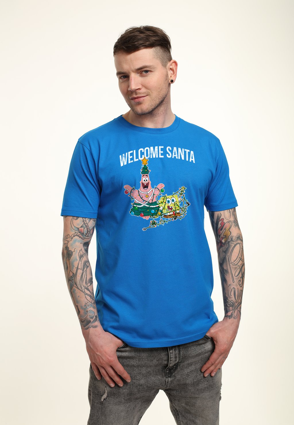 

Футболка с принтом SPONGEBOB SQUAREPANTS WELCOME SANTA Henry Tiger, синий