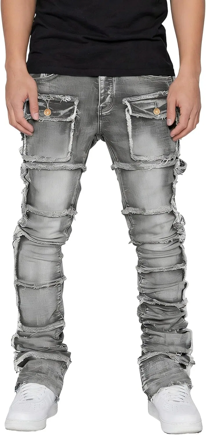 Джинсы прямые stretch, серый