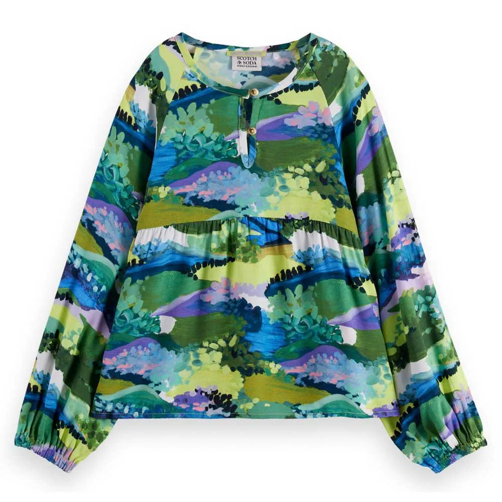 

Блузка Scotch & Soda Printed Viscose long sleeve, мультиколор