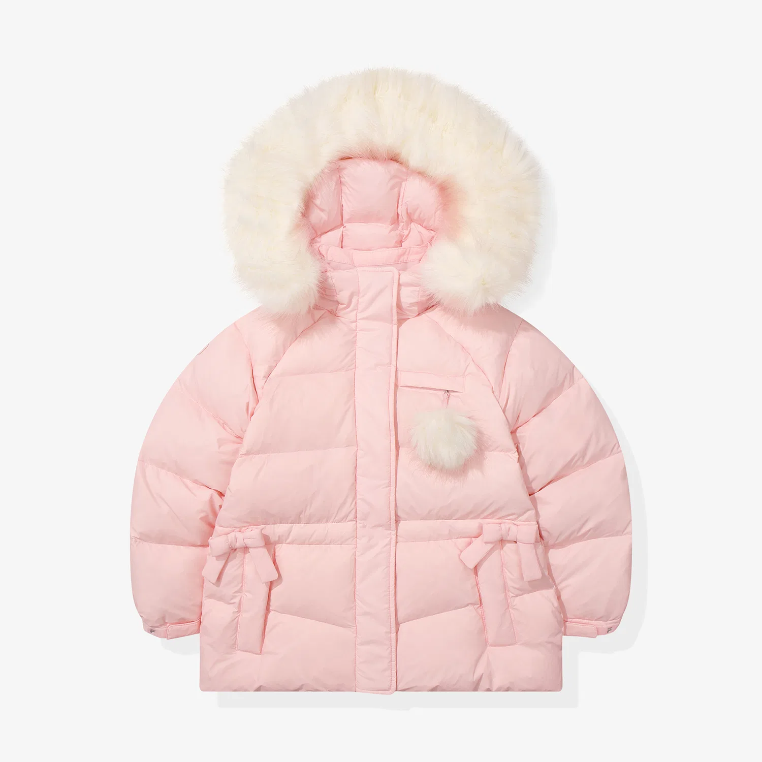 Детский пуховик с бантом и помпоном розовый от Fila Kids — фото 2