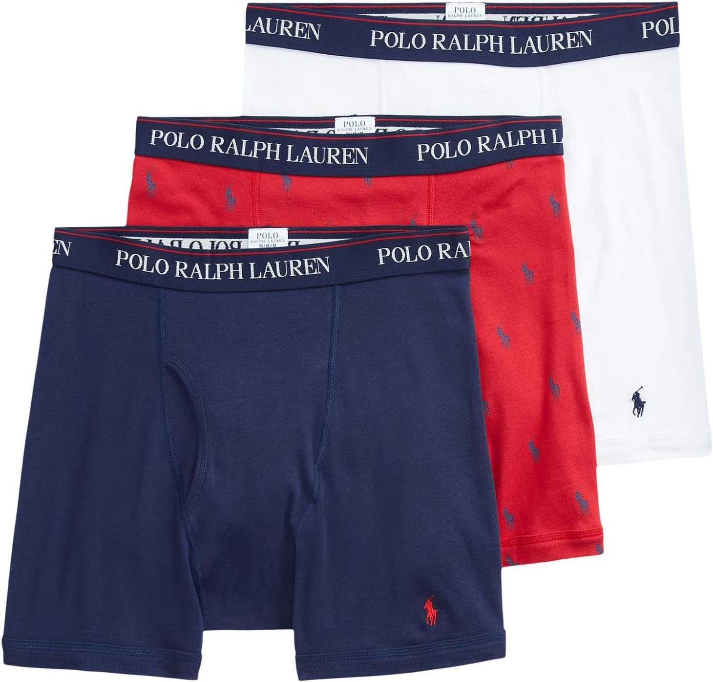 

POLO RALPH LAUREN Мужские классические боксеры с влагоотводящим эффектом, 3 шт, Cruise Navy/Rl2000 Red/Cruise Navy All Over Pony Player/White