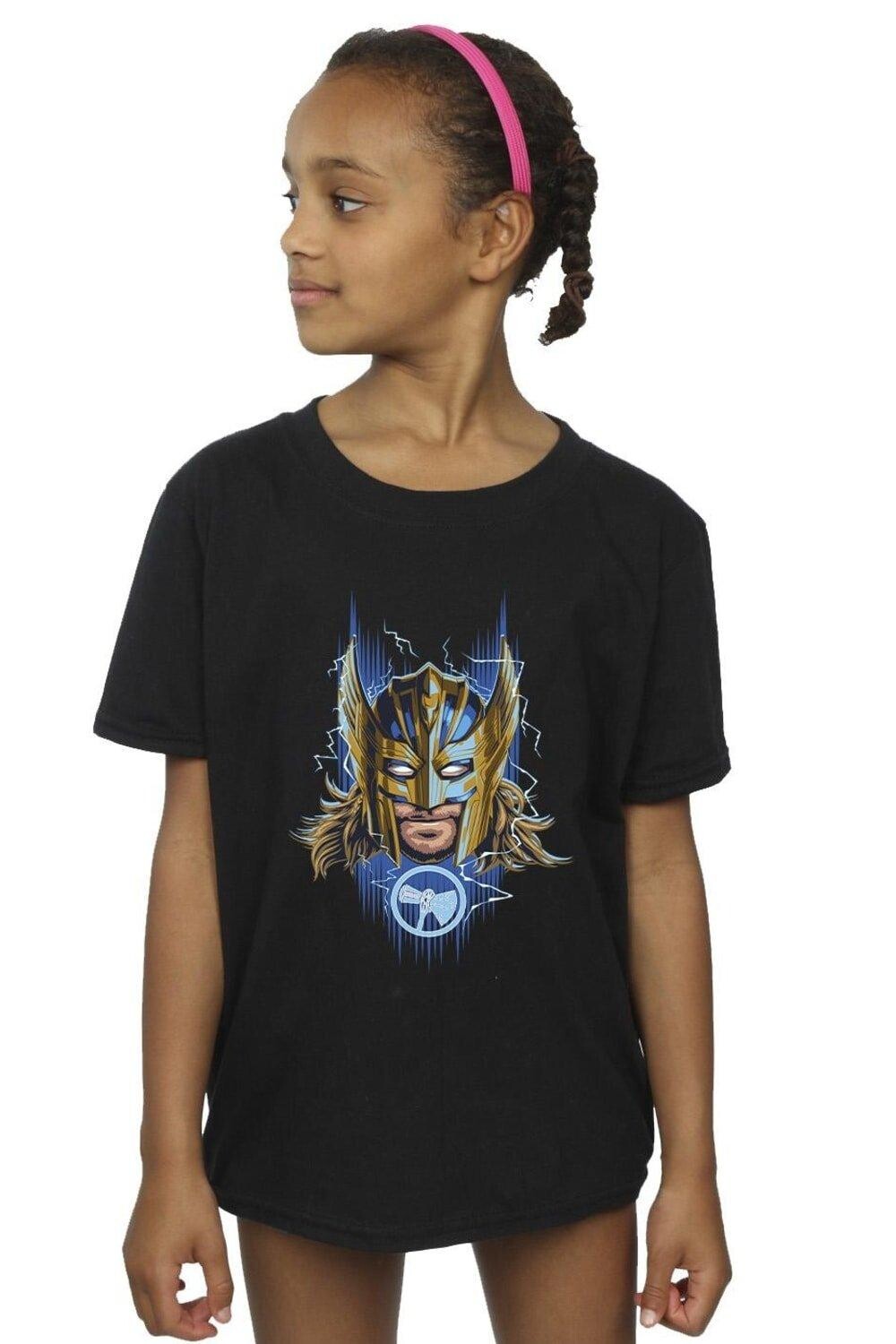 

Хлопковая футболка Thor Love And Thunder Mask Marvel, черный