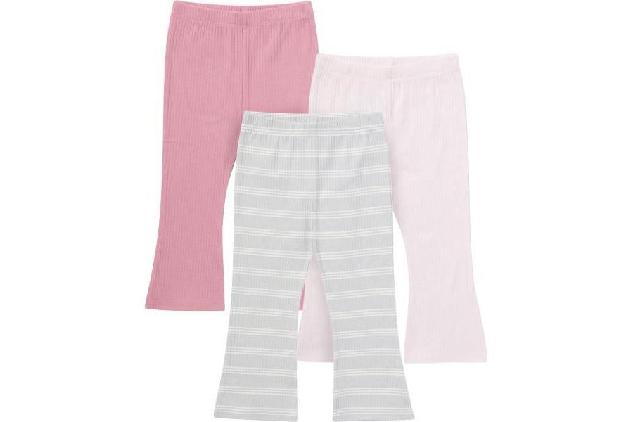 

Набор из 3 пар детских комбинезонов для девочек с текстурированным расклешенным верхом Gerber, Gray stripes