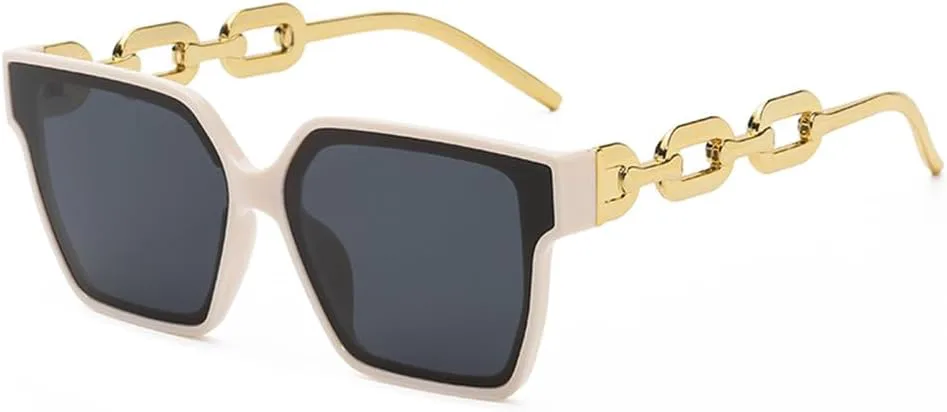 

Солнцезащитные очки в стиле ретро 2026 года, большая оправа, мужские, с цепочкой на дужке, модные аксессуары, женские солнцезащитные очки MTZJH, One Color